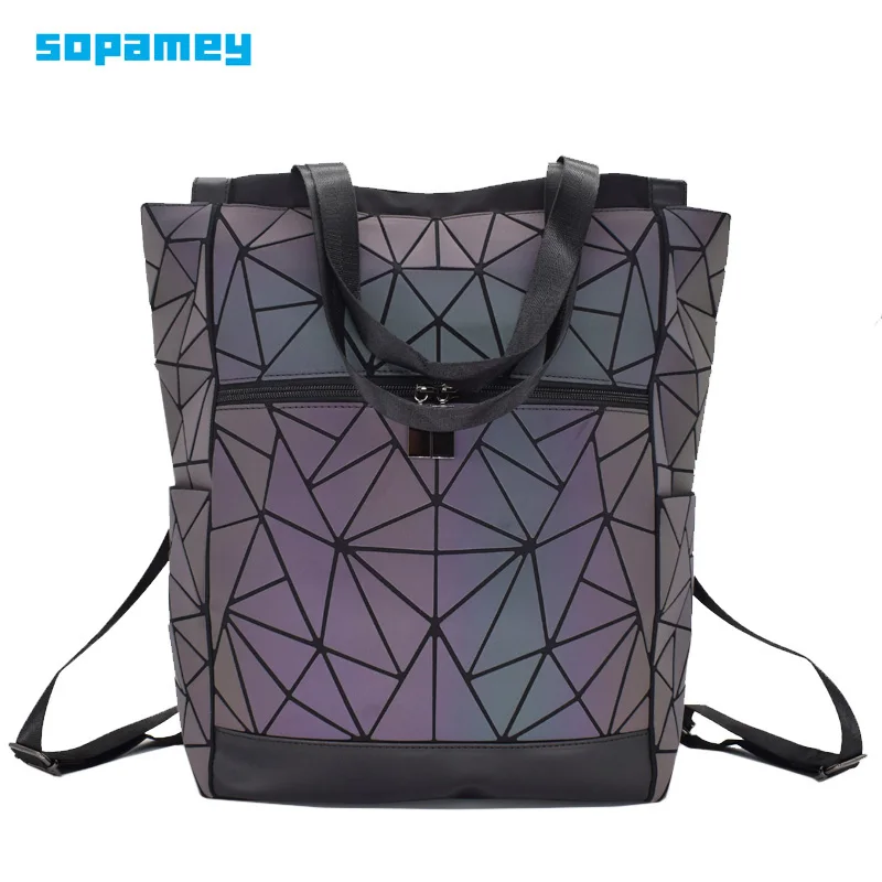 

Luminous Women Backpack Geometric Men 15-inch Laptop Backpacks For Teenage Girls Bagpack Female Holographic Backpack School Bag