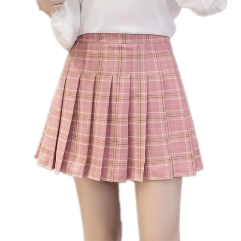 Harajuku Женская мода лето Высокая талия плиссированная юбка ветер Косплей клетчатая юбка каваи женские юбки