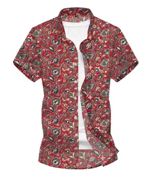 

Floral Men's Shirt Beach Hawaii Short Sleeve Flower Casual Shirt Men Summer Blouse Man Blue Red Black
