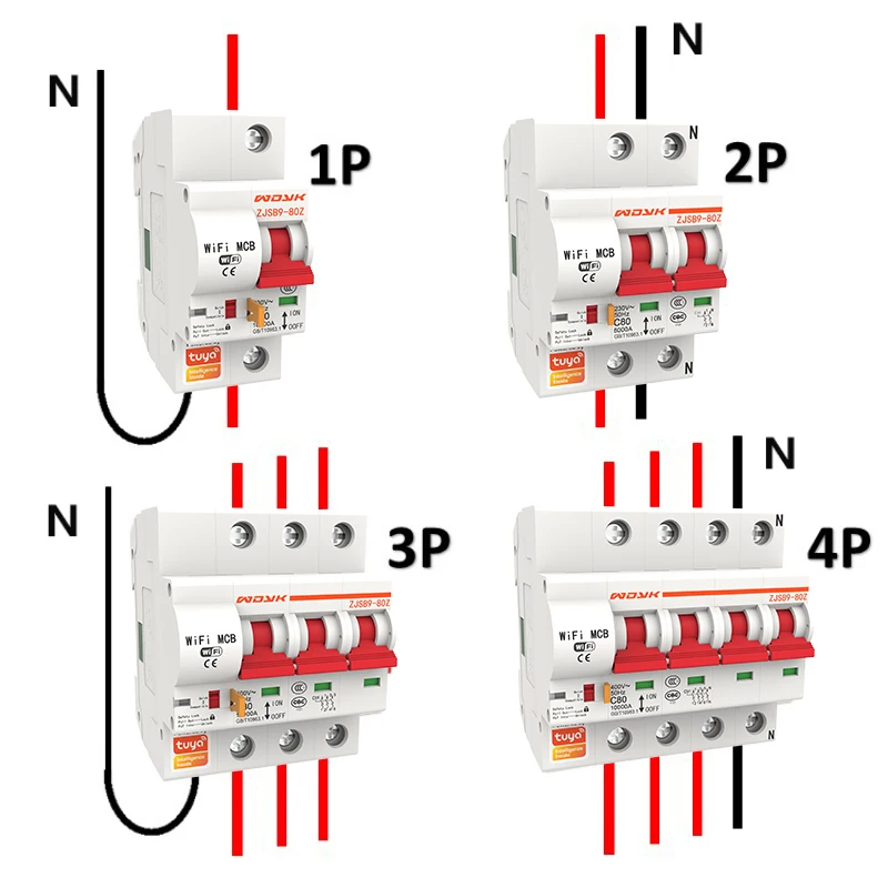 

Tuya 1P 2P WIFI Smart Circuit Breaker 220V 380V Overload/short-circuit Protection Work With Alexa Amazon 16A 20A 40A 63A 125A