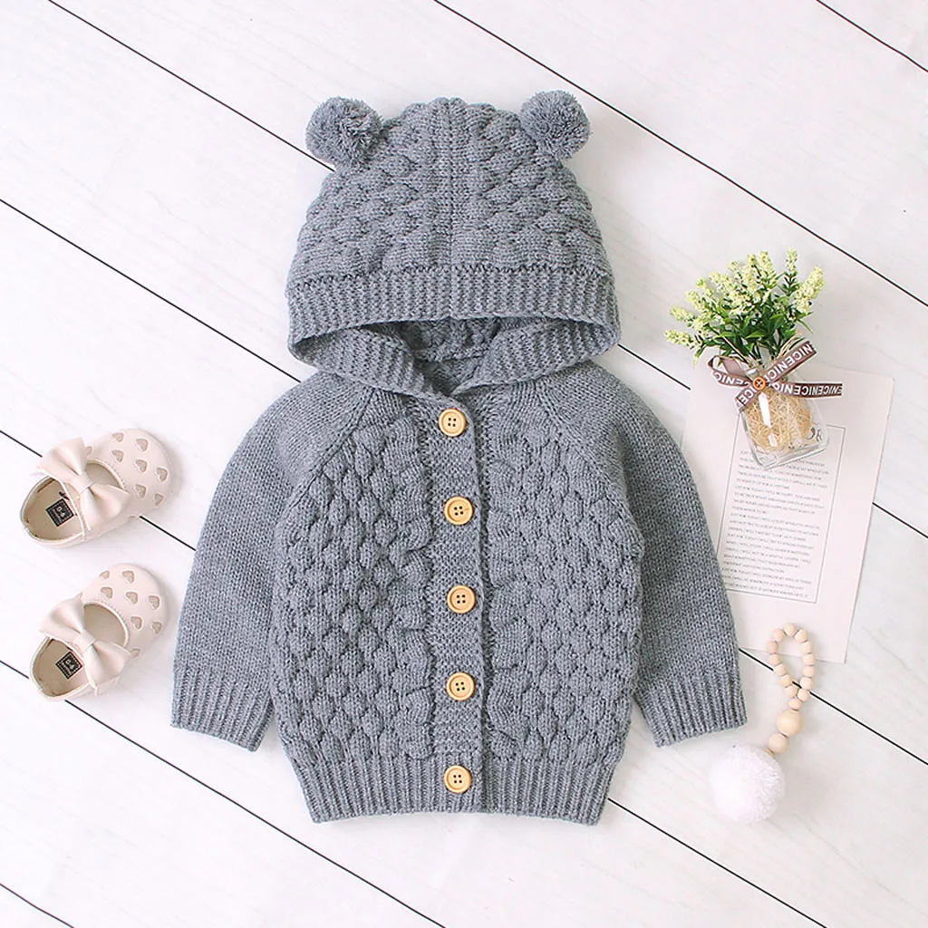 Одежда для маленьких мальчиков свитера для девочек и мальчиков свитер для малышей Зимняя Куртка теплое пальто трикотажные изделия свитер с капюшоном свитер Z4