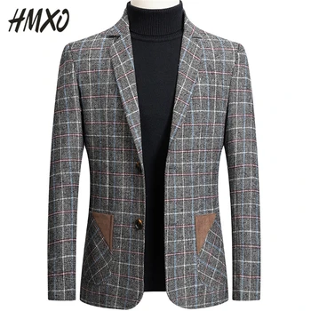 

HMXO Spring Autumn Men Blazer Fashion Slim Suit jacket Men Business Casual Clothing High Quality Men's Suit Male Clothes M-4XL
