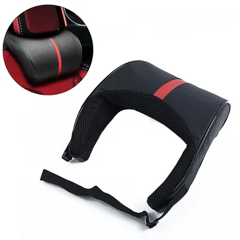 

18cm *28cm *10cm Pillow Relieving fatigue Seat Leather Black+Red Strip