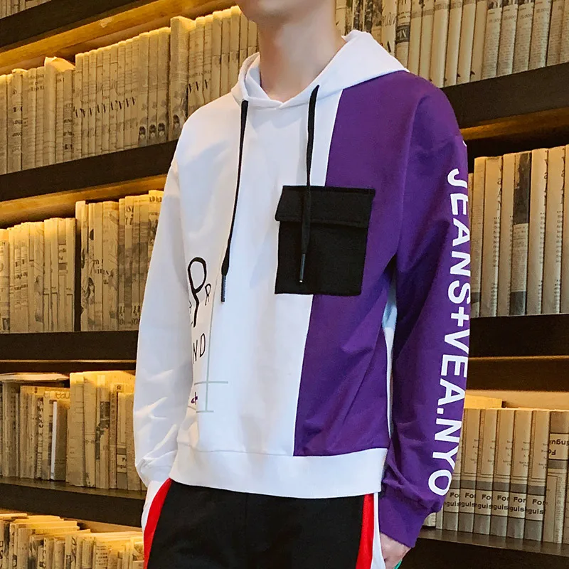 

2020 Autumn Tide Brand Men's Japanese Long-sleeved Hoodie Men's Loose Color Matching Pocket Hoodie Pullover Sports Jogging Suit