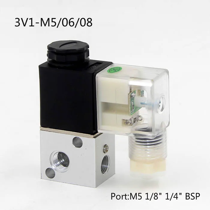 

3 Way Pneumatic Solenoid Valve Micro Control Gas Electric Valve 3V1-M5 3V1-06/08 Port M5 1/8" 1/4" BSP AC DC