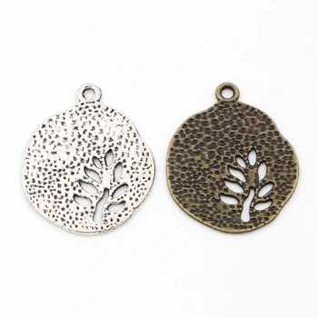 

28x23mm 10pcs Antique Sliver and Bronze Plated Tree Style Handmade Charms Pendant:DIY for bracelet necklace