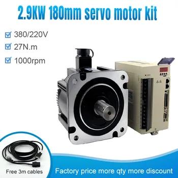 

3 Phase 180mm 2.9KW AC 380V/220V 1000rpm 27N.M 180ST-M027010 Servo motor and servo driver kit