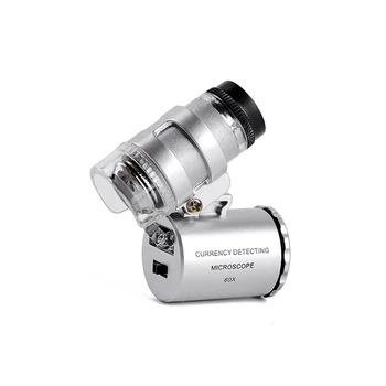 

60 Times Microscope LED Lamp Lights Lights Portable Pocket With Lamp Magnifying Glass Money Detector