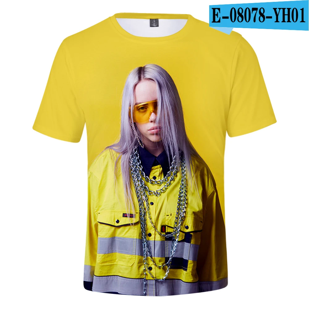 Billie Eilish популярная 3DT рубашка Женская Мужская модная Осенняя и летняя футболка с коротким рукавом Мужская и женская фиолетовая Повседневная рубашка - Цвет: 3D