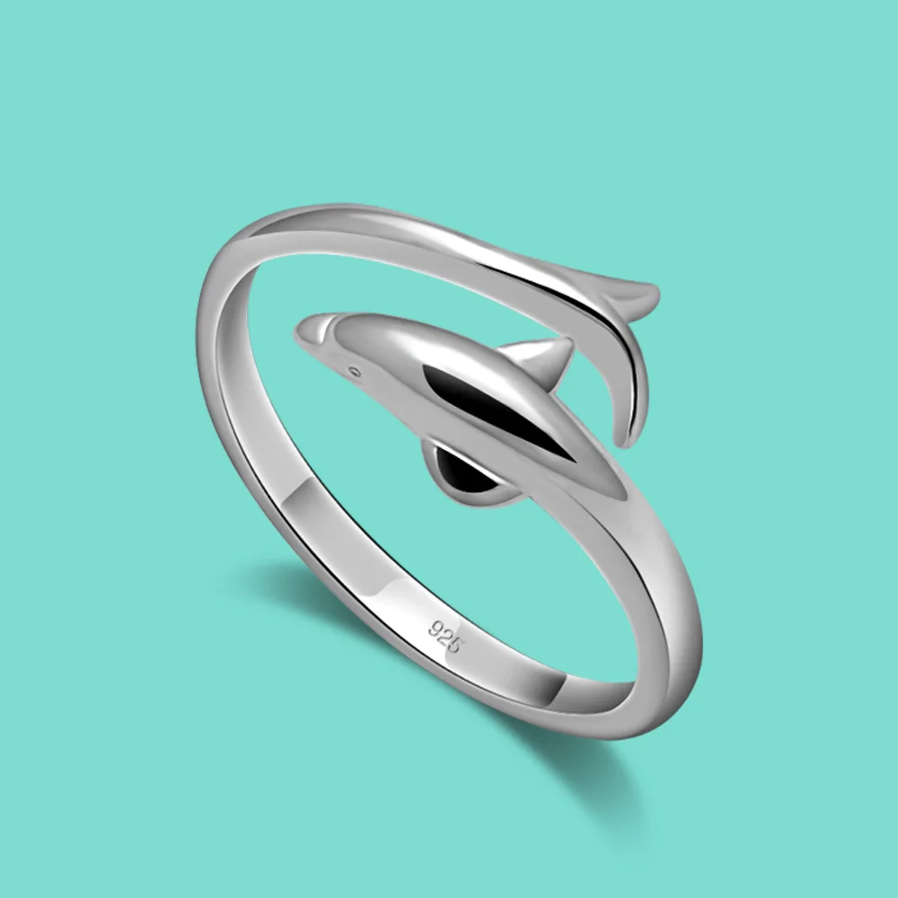 Женское Открытое кольцо из серебра 925 пробы с дельфином|dolphin ring|gifts free925 sterling silver ring