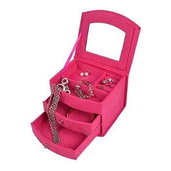 

Three-layer Portable Multifunctional Necklace Ring Jewelry Box Fashion Design Gift Box High Quality Velvet