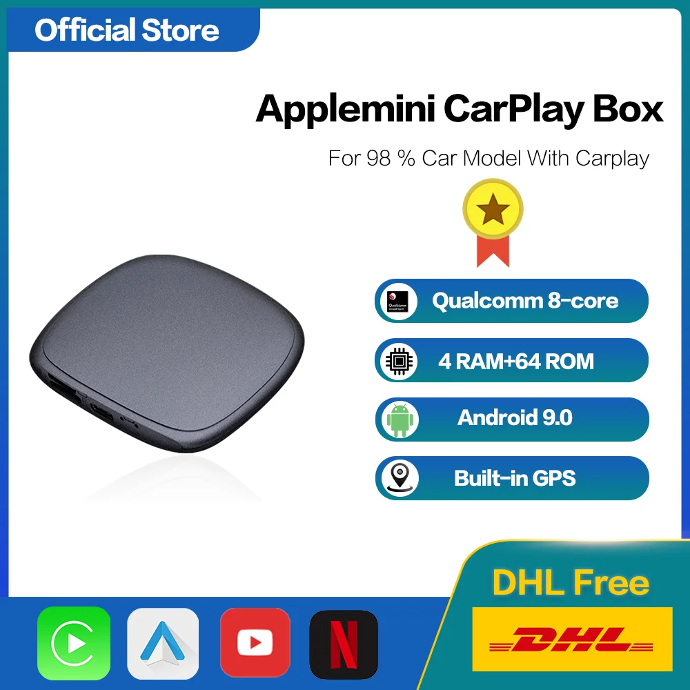 Applemini Carplay Ai Box Wireless Carplay Android Auto UX999Pro Netflix