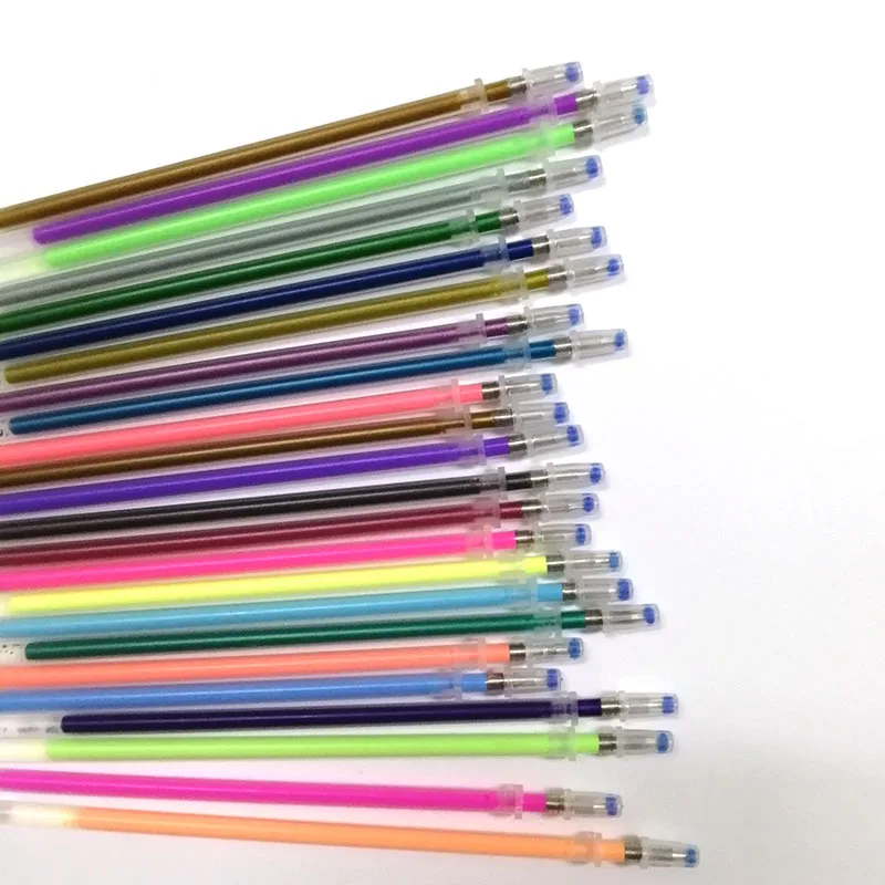 12/24 Colors Pen Refills Glitter Highlighter Gel Pen Core for Drawing Painting Marker Stationery School Office Supplies