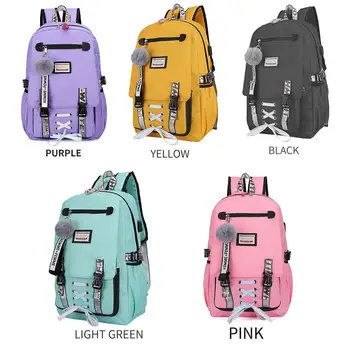 

Laptop Backpacks Both Shoulders Leisure Backpack School Bag with Lock Waterproof USB Charging Nylon Teenagers Anti Theft