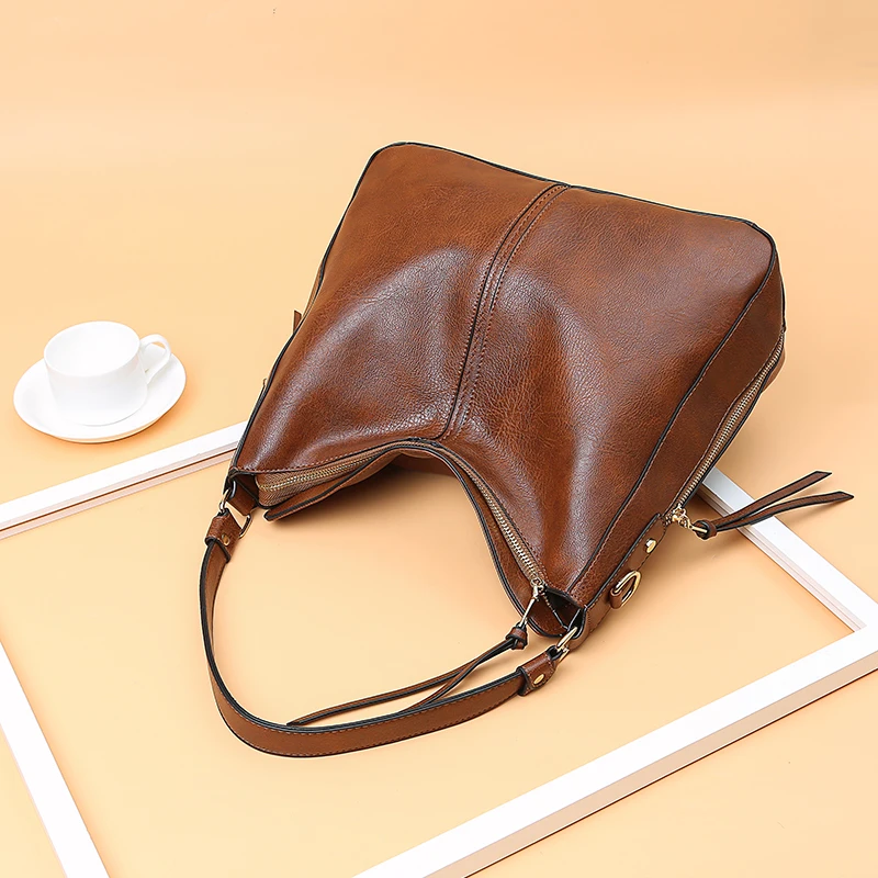 Didabear Hobo Tasche Leder Frauen Handtaschen weibliche Freizeit Umhängetaschen Mode Geldbörsen Vintage Bolasas große Kapazität Einkaufstasche — изображение 3