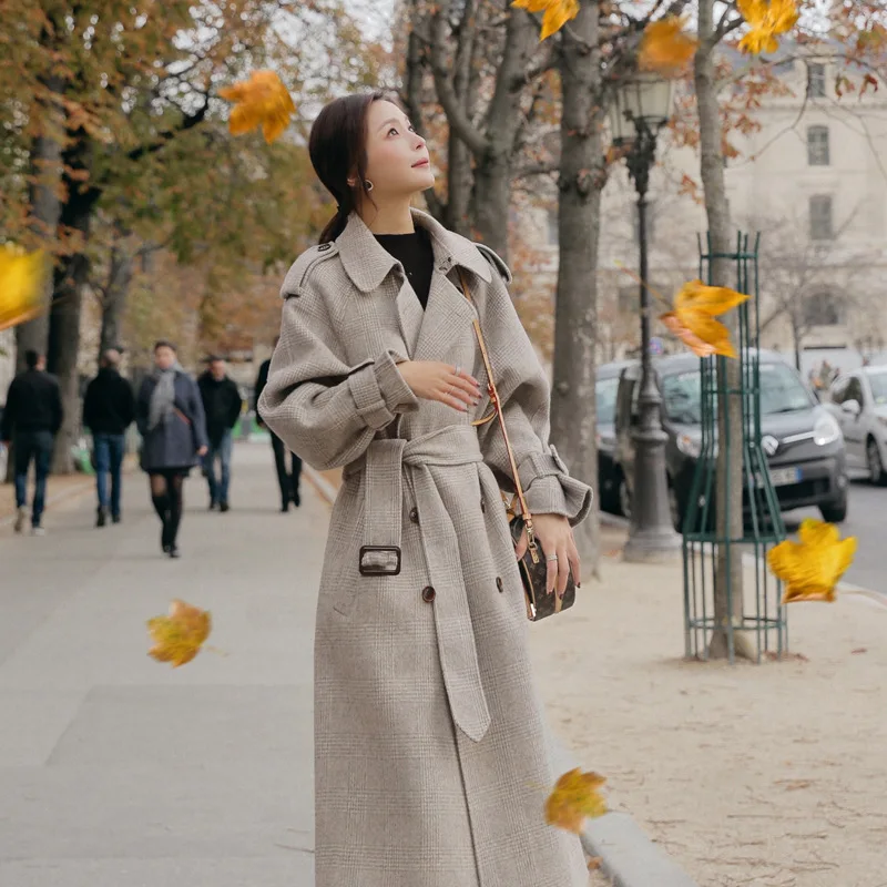 

Plaid Overcoat Women's 2020 New Style Mid-length Autumn And Winter MORI Series Short-height Popular Thick Nizi Woolen Jacket Fas
