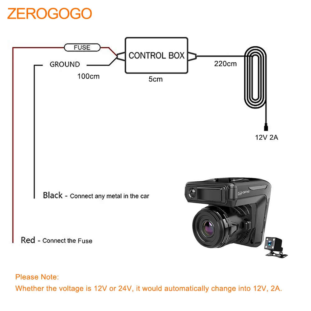 ZEROGOGO комплект из жесткого провода 24 В до 12 в автомобильный адаптер постоянного
