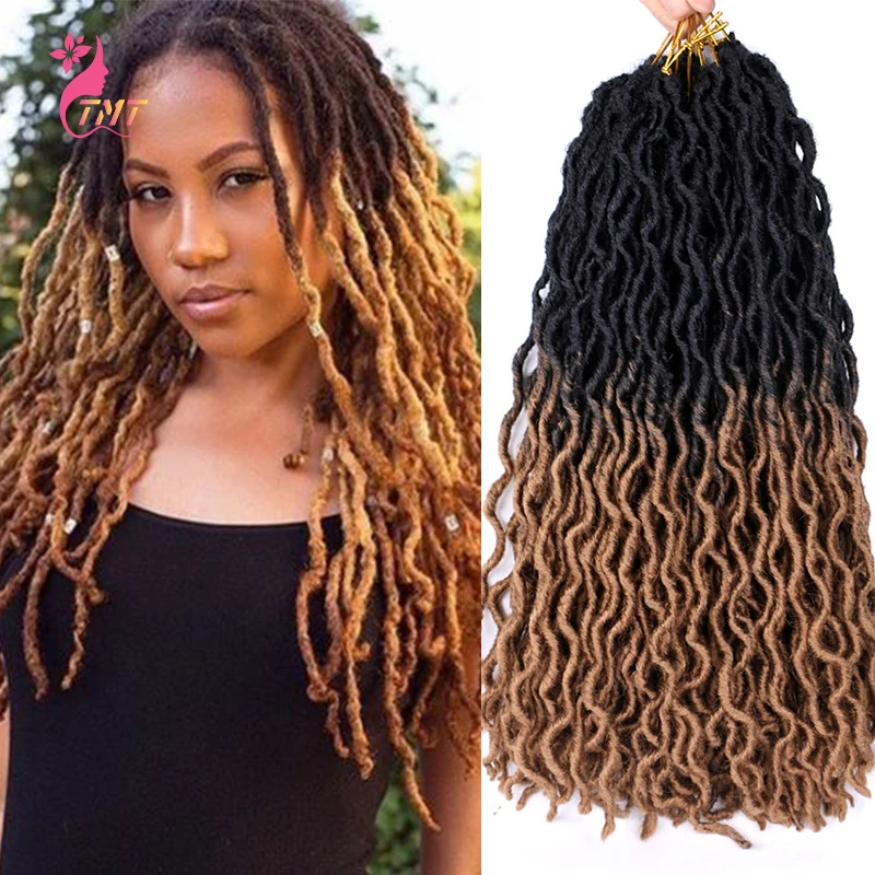 

Faux Locs Crochet Braid Hair 18Inch Ombre Braiding Dreadlocks Hair Extensions Natural Soft Synthetic Gypsy Locs 24Strands/pcs