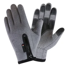 Зимние мотоциклетные перчатки, лыжные перчатки для велоспорта, теплые спортивные перчатки, перчатки на молнии с сенсорным экраном, теплые флисовые перчатки на полный палец