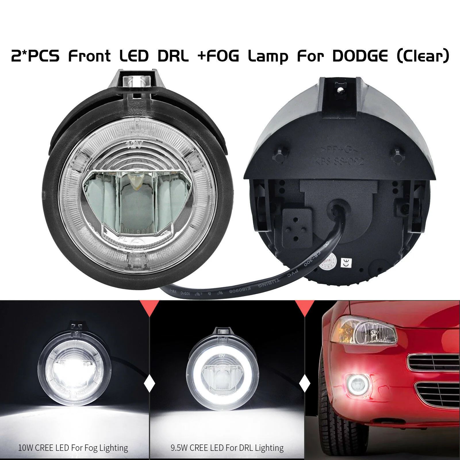 

LED Fog DRL Light For Chrysler Pacifica 2004. Sebring Convertible 04-06 Sebring Sedan 2001-2006,For Dodge Stratus Sedan 01-06