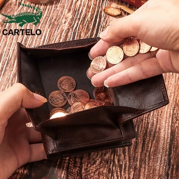 

CARTELO 2020 new men's leather coin purse anti-theft men's fashion wallet retro double zipper multifunctional wallet for men