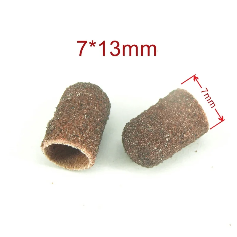 7*13mm 10pcs Sanding Bands Block Caps + Rubber Mandrel Grip Manicure Pedicure Tools Electric Nail Drill Polishing Accessories7mm | Красота и