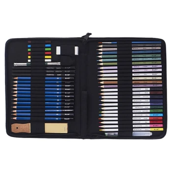 

H&B 51Pcs/Set Professional Drawing Kit Wood Pencil Sketching Pencils Art Sketch Painting Supplies With Carrying Bag