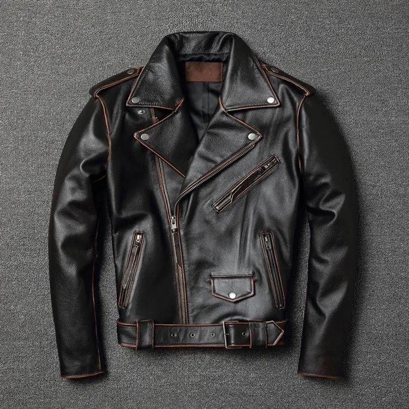 Gratis Verzending. verkoop. classic Motor Stijl Echt Lederen Jas. slanke Koeienhuid Jas. fashion Vintage Slanke Jas. plus Size Gratis Verzending. verkoop. classic Motor Stijl Echt Lederen Jas. slanke Koeienhuid Jas. fashion Vintage Slanke Jas. plus Size
