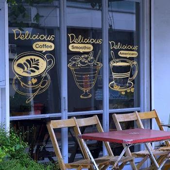 

Coffee Shop Sticker Bean Milk Tea Decal Cup Poster Vinyl Art Wall Decor Mural Decoration Break Bread Cafe Glass Decals