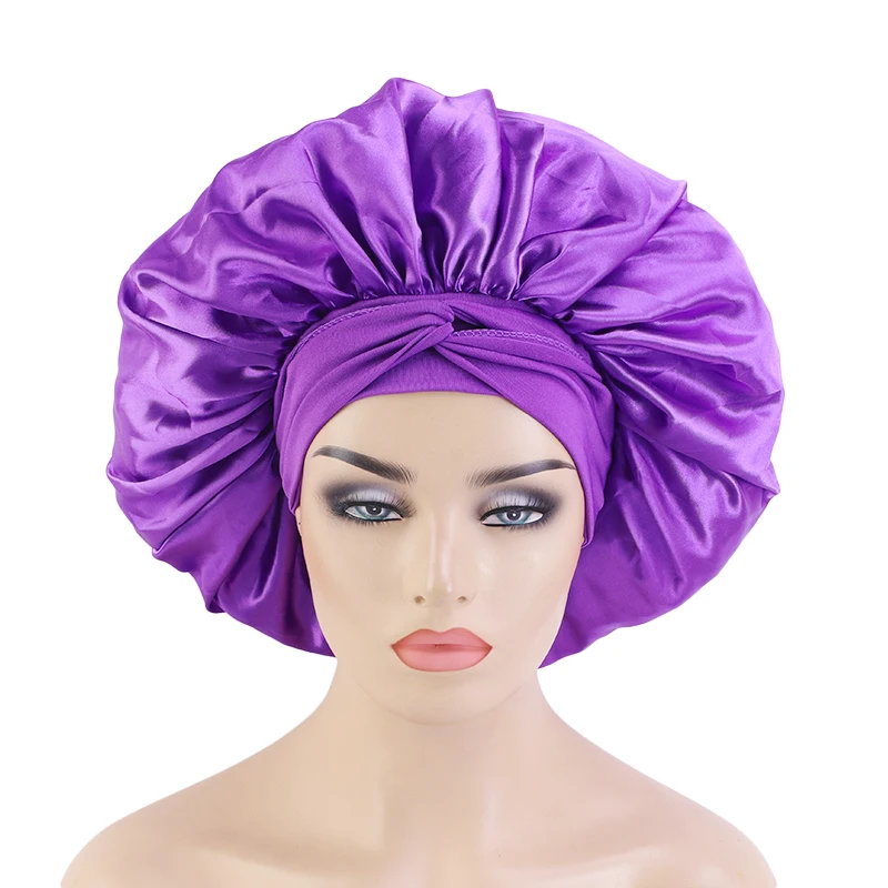 hair clips for women Solid Satin Bonnet with Wide Stretch Ties Long Hair Care Women Night Sleep Hat Adjust Hair Styling Cap Silk Head Wrap Shower Cap Women's Hair Accessories Hair Accessories