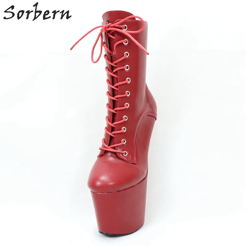Wine Red Matt Sorbern/пикантные ботинки на высоком каблуке 20 см; женские ботинки Gaga; полуботинки; женские ботинки унисекс; обувь для БДСМ размера плюс - Цвет: Wine Red Matt