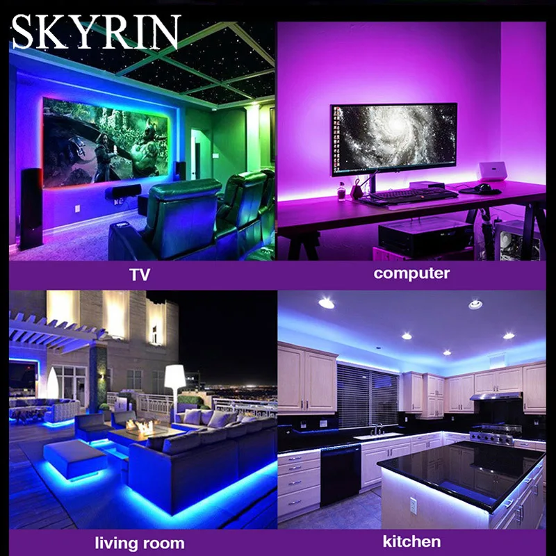 SKYRIN музыка Управление светодиодный полосы светильник RGB 2835 SMD 5050 DC 12V