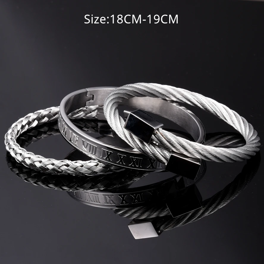 Luxury Roman Number Charm Woven Stainless Steel Bracelet Hip Hop Men Jewelry Gold Color Jewelry For Men Pulseira Bileklik