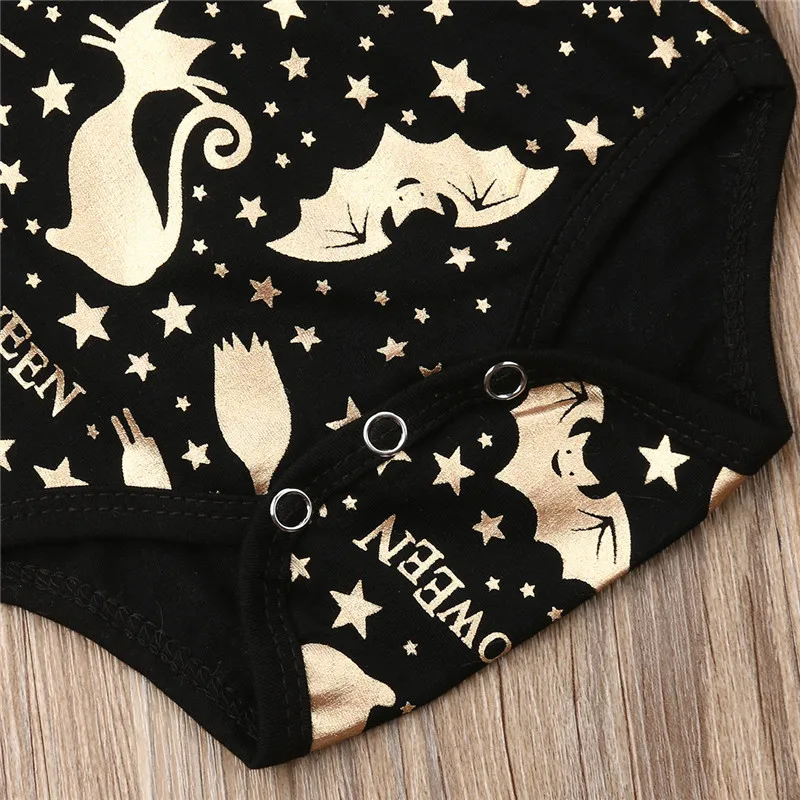 Halloween Baby 0-24M Gold Printed Romper Girls Boys Infant Toddler Child Costume