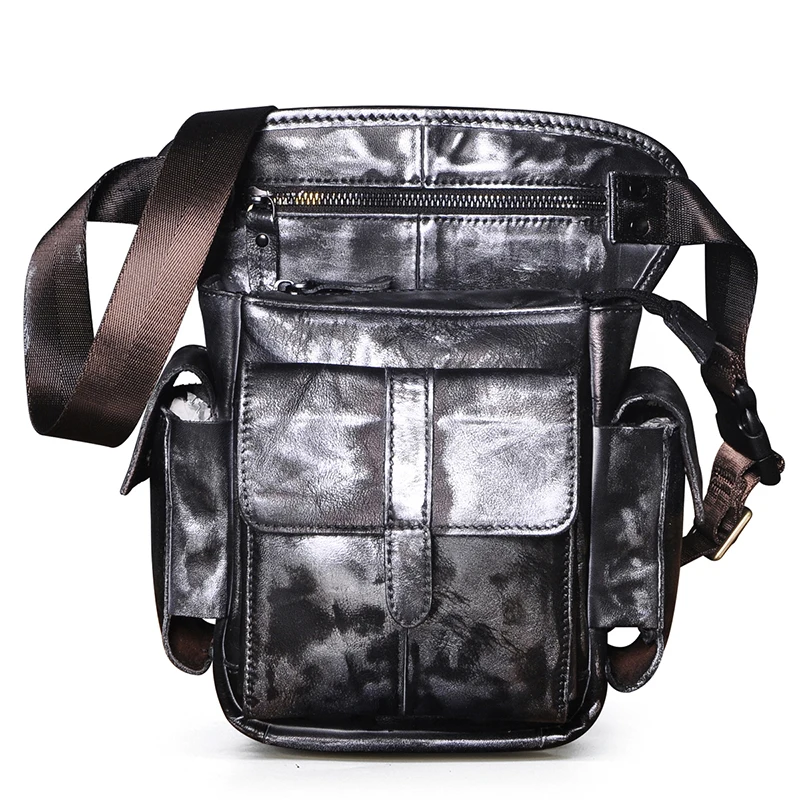 Quality Leather Men Design Casual Messenger Shoulder Bag Multifunction Fashion Fanny Waist Belt Pack Leg Drop Bag Pouch 913-5