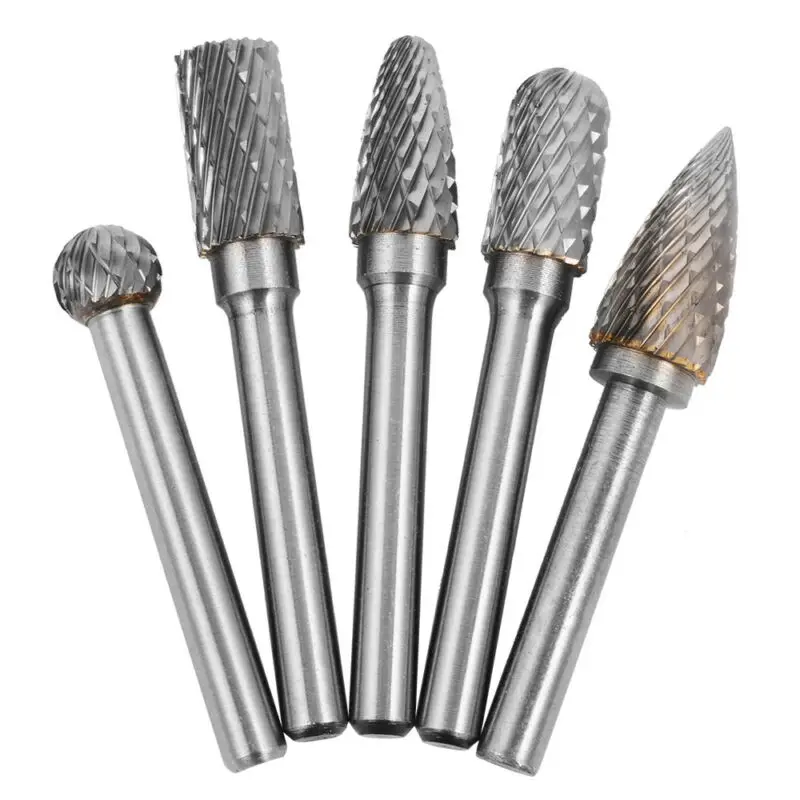 

Bit Rotary Burrs Metal Grinder Mill Cutter Carved Polish 5pcs Set Shank Groove Alloy Trimming 1/4 10mm