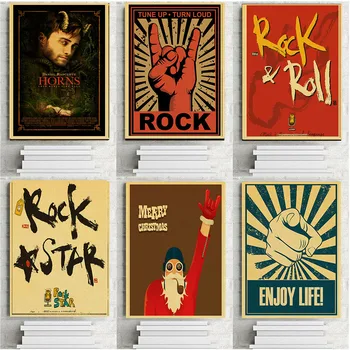 

Rock and Roll Gestures Poster Metal Rock Vintage Posters Bar Cafe Pub Party Decor Wallpaper Wall Sticker Poster