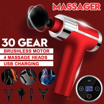 

USB Therapy Massage Gun With Brushless Motor LCD Muscle Massager Pain Relief Sport Massage Machine Relax Body Slimming