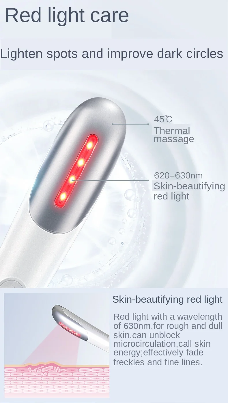 Terapia de Luz Cuidados com os Olhos Portátil Elétrica Aquecida Vibração Olho Beleza Massagem Caneta Rugas Remover Massageador Vermelha Ferramenta Alívio Fadiga 18 vermelha ferramenta cuidados com os olhos alívio fadiga