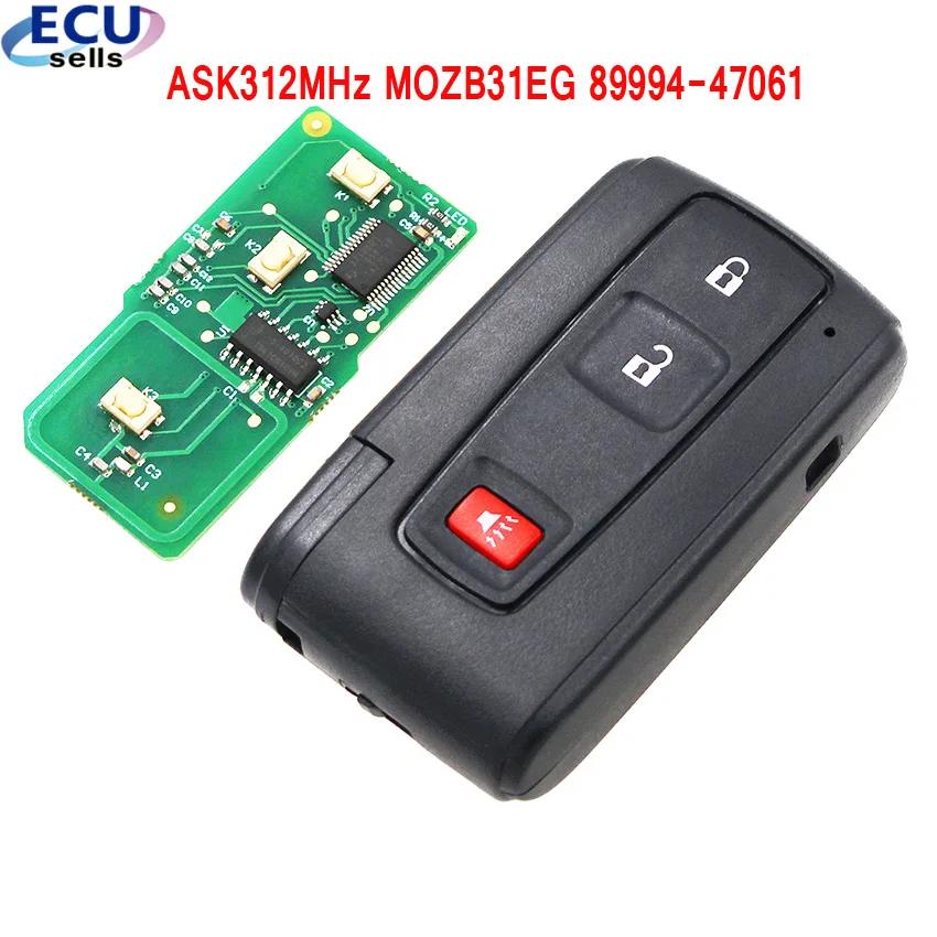 Новый умный дистанционный ключ брелок от машины 3 кнопки ASK312MHz для Toyota Prius 2004 2009