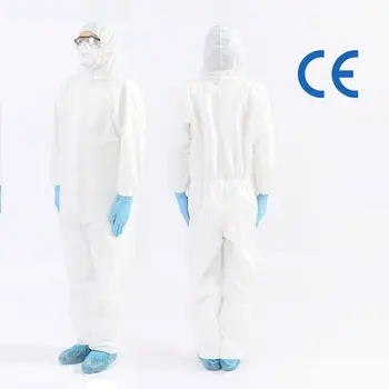 

White Coverall Hazmat Suit Protection Protective Disposable Clothing
