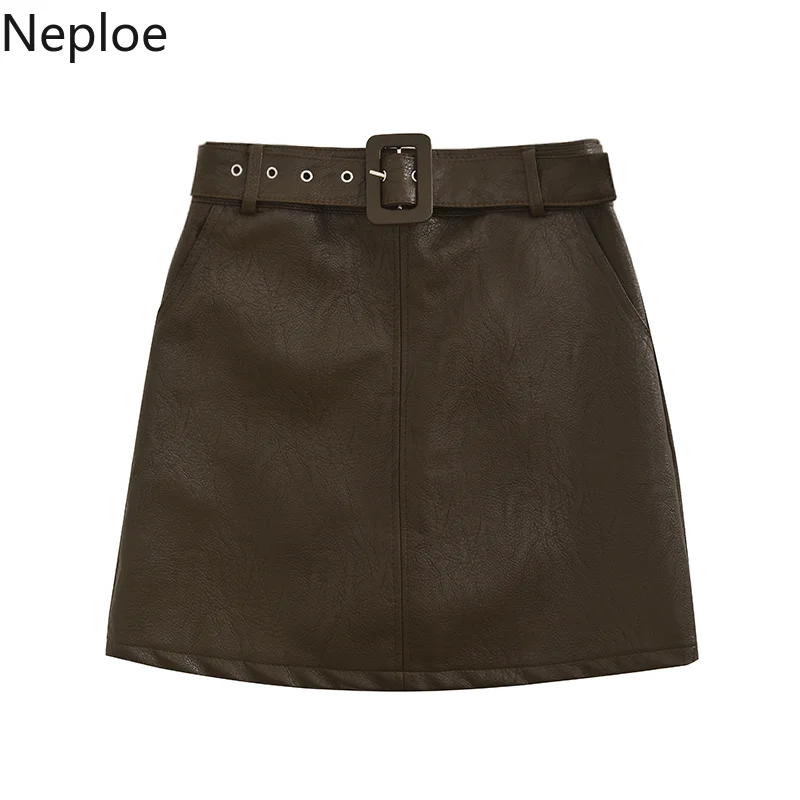 Neploe, высокая талия, бедра, тонкая, линия, кожаная юбка, корейская мода, пояс, дикий, мини, Jupe Femme, осень, зима, низ, Faldas 46419