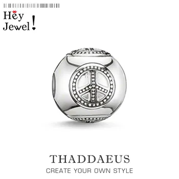 

Peace Sign Bead, Thomas Beads Sterling Silver DIY Beads for Bracelet for Women Men Silver Karma Jewelry 2019 New Gift Hot Sale