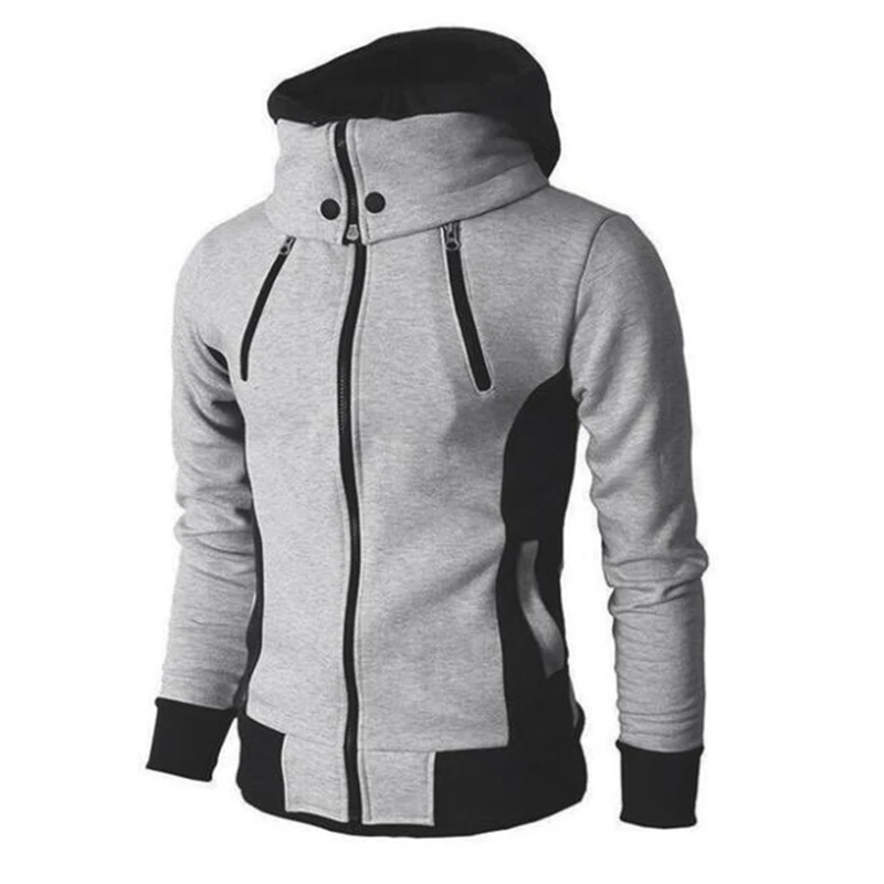 

Zipper Hooded Sweatshirt Men Fashion 2020 Spring Casual Patchwork Fleece Warm Hoodies Sweatshirts Male Streetswear