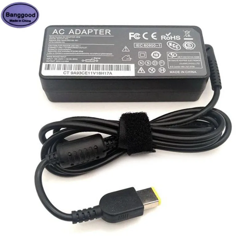 Cargador de corriente de 20V 3.25A para portátil, 65W, tipo Pin, adaptador de corriente para Lenovo YOGA 300-11IBR IdeaPad 300-15ISK X1 Carbon E431 E531 S431 T440