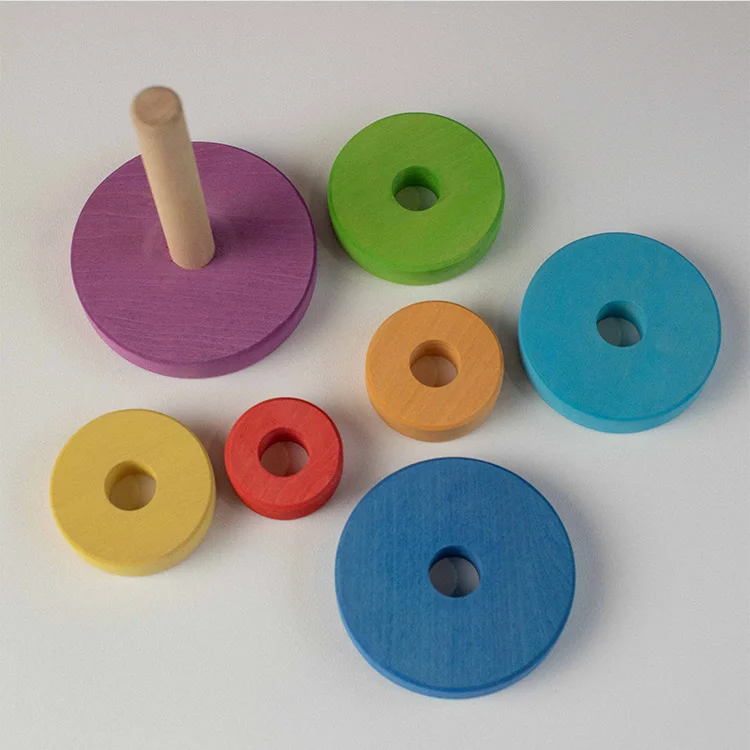 BBK TOYS накладка игрушка радуга Макарон мальчики и девочки башня деревянная головоломка строительный блок для детей и младенцев
