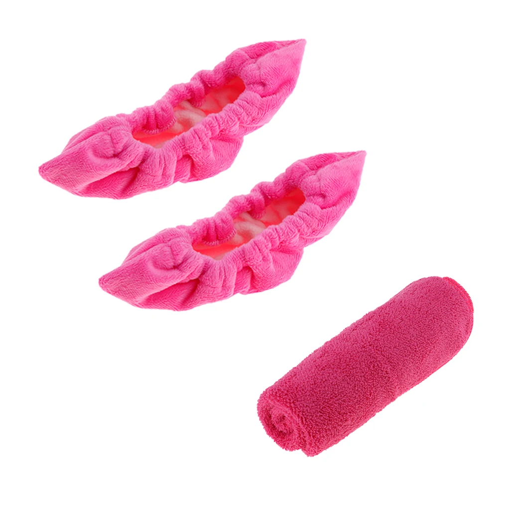  Ice Hockey Figure Skate Terry Blade Covers Soakers Guards Cleaner Pink 