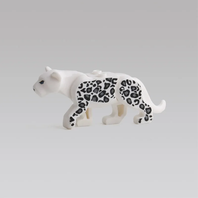 animalworld Panther Snow Leopard Crocodile Tiger Animal Cow Cattle Horse Shark Model Building Blocks Set Bricks kits Bricks Toys - Color: as show