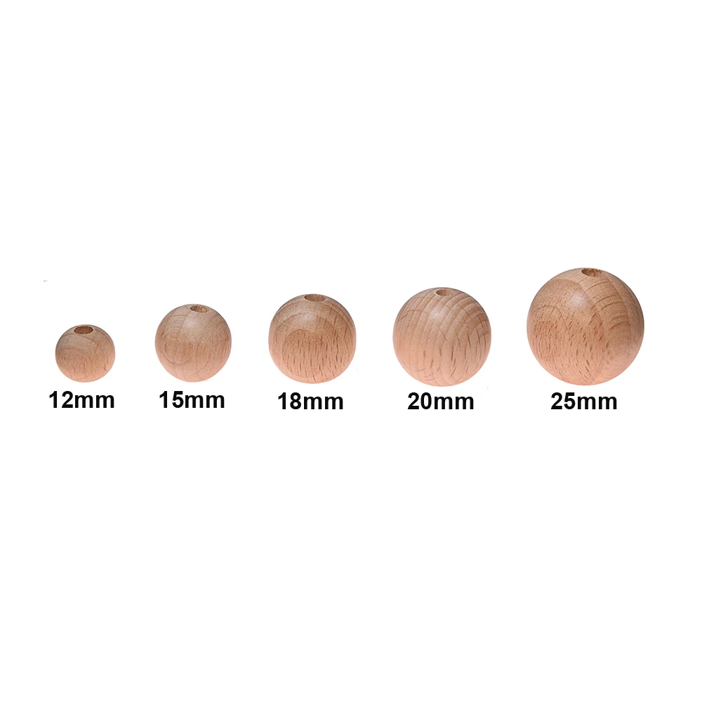 100pcs Multi Size Round Hexagon Beech Wood Baby Teething Beads Chewable Baby Teether Pacifier Bracelet Necklace Jewelry Making