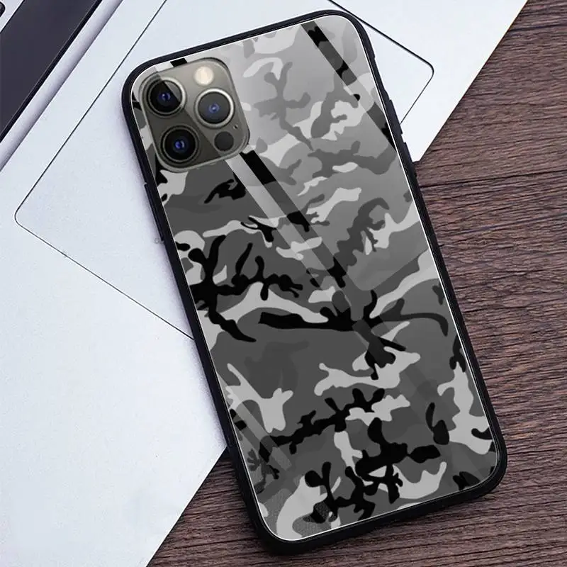 Quân Ngụy Trang Ốp Lưng Điện Thoại Kính Cường Lực Cho iPhone 12 11 Pro XR XS MAX 8X7 6S 6 plus SE 2020 12 Max Pro Mini otterbox commuter Cases For iPhone